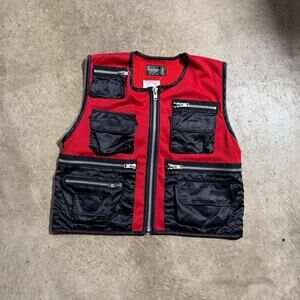 Red Black Needles Cargo Utility Vest